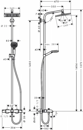 Фото душевая стойка hansgrohe crometta 27298000_vstv