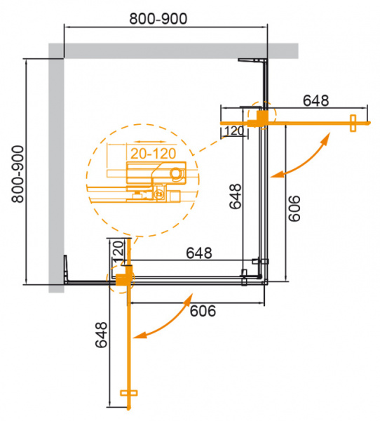 Фото душевое ограждение cezares slider slider-a-2-80/90-c-cr 80 см