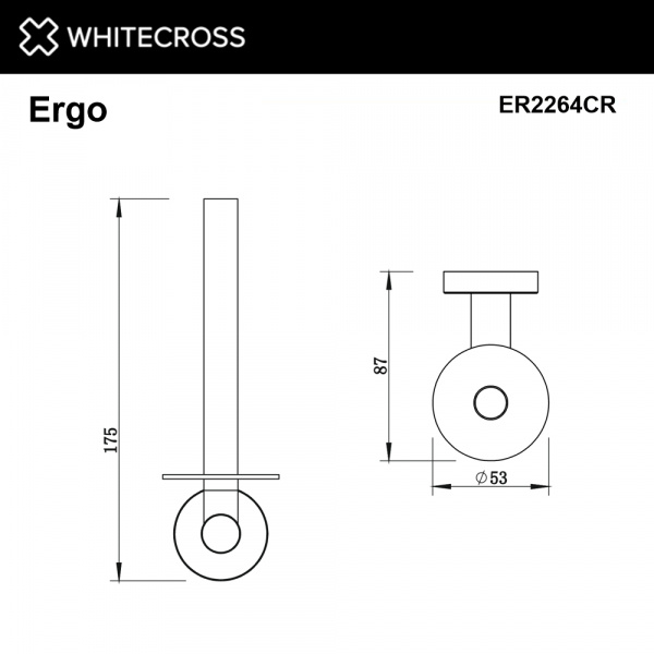 Фото держатель для туалетной бумаги whitecross ergo er2264cr, цвет: хром