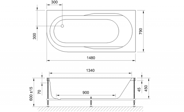 Фото акриловая ванна royal bath azur rb614201r 148x79 см