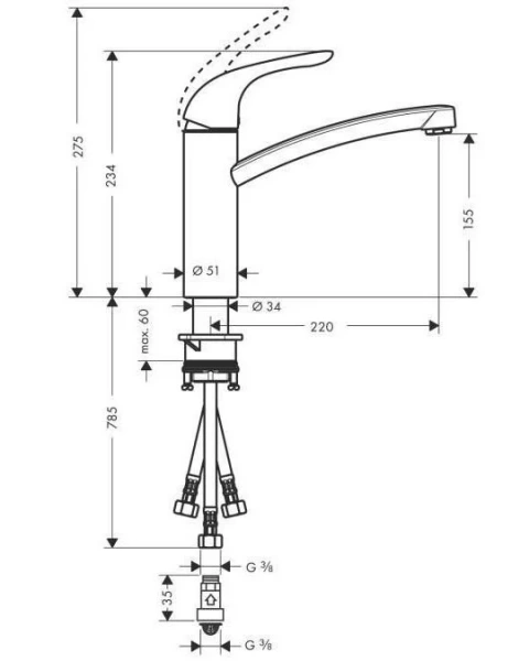 Фото смеситель для кухонной мойки hansgrohe focus 31784000