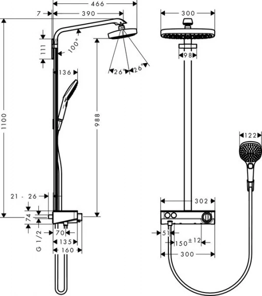 Фото душевая стойка hansgrohe raindance select e 27283000