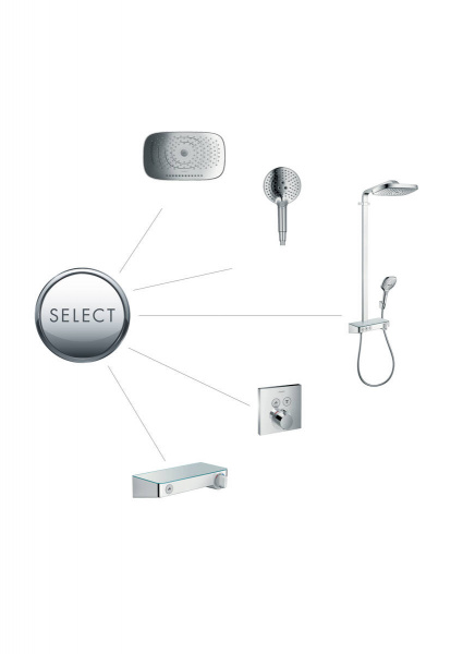 Фото душевая стойка hansgrohe raindance select e 300 3jet showerpipe 27127000