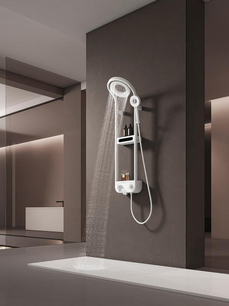 Фото душевая стойка aquame aqm8004w, цвет : белый