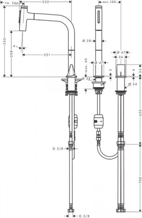 Фото смеситель для кухонной мойки hansgrohe metris select 73819800