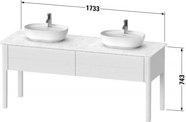 Фото тумба под раковину duravit luv 173 см, цвет: темно-серый матовый лак lu9562b6060