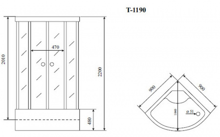 Фото душевая кабина timo т-6690 black fabric 90x90 см