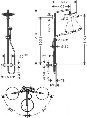 Фото душевая стойка hansgrohe croma select s 26890140
