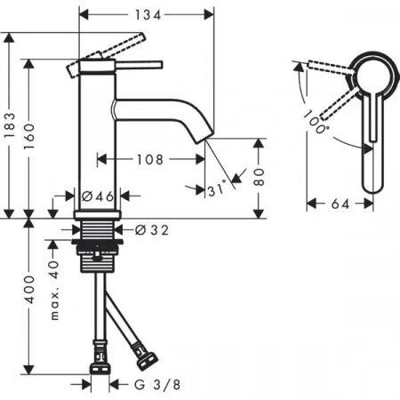Фото смеситель для раковины hansgrohe tecturis s 73301140