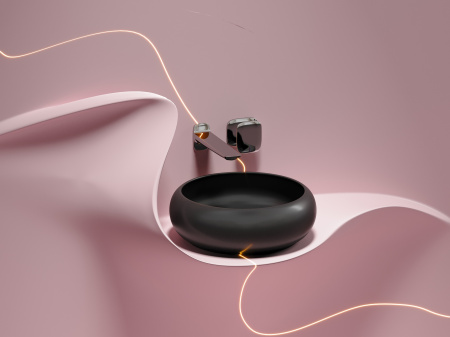 Фото раковина накладная ceramicanova element 36 см, цвет: черный cn6050mb