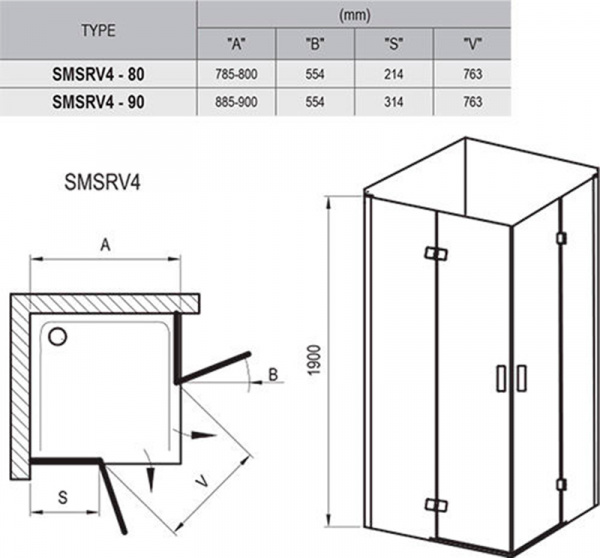 Фото душевое ограждение ravak smartline smsrv4 80x80 см 1sv44a00z1