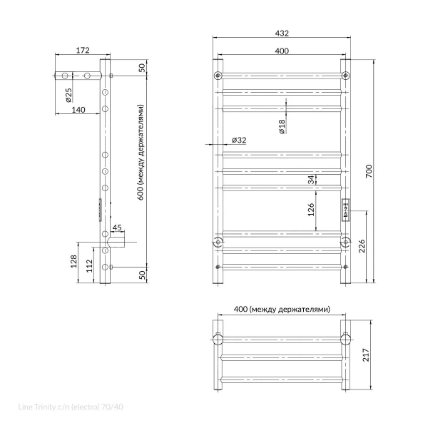 Фото электрический полотенцесушитель indigo line trinity 70/40 lсlte70-40pbrrt