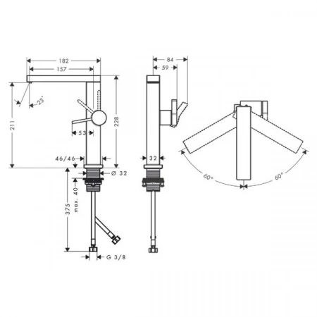 Фото смеситель для раковины hansgrohe tecturis e 73060000