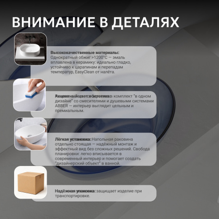 Фото раковина накладная прозрачная abber kristall at2801saphir