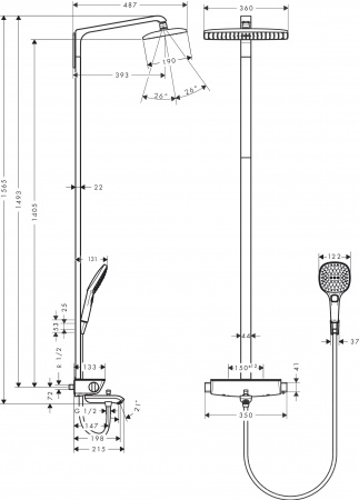 Фото душевая стойка hansgrohe raindance select e 360 showerpipe 27113000