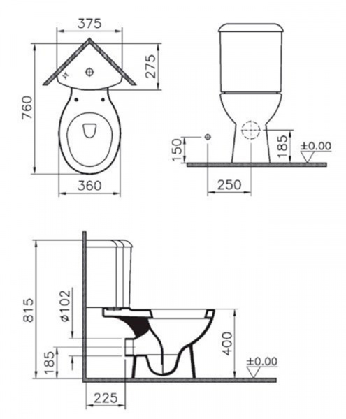 Фото унитаз-компакт vitra arkitekt 9754b003-7200