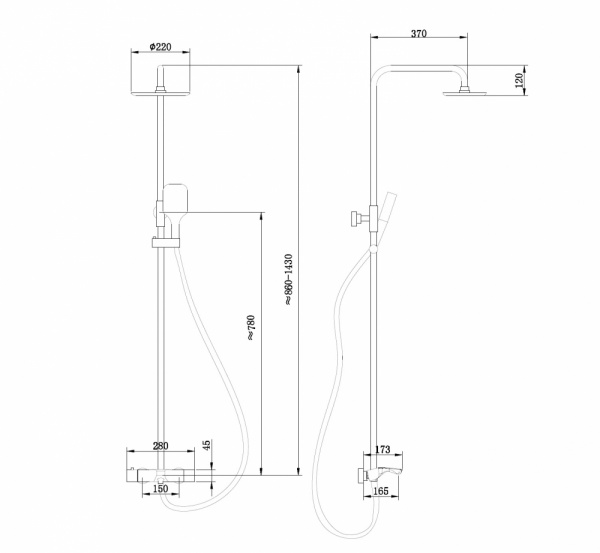 Фото душевая стойка abber thermostat af8516bl