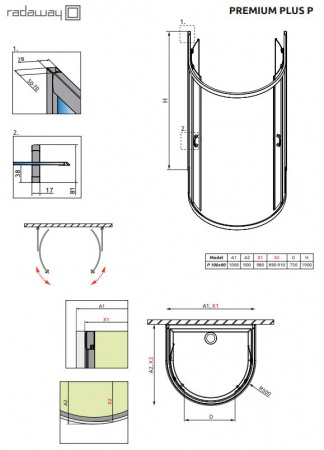 Фото душевое ограждение radaway premium plus p 100x90 см 33300-01-01n