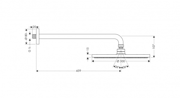 Фото верхний душ hansgrohe raindance s 300 air 1jet 27492000