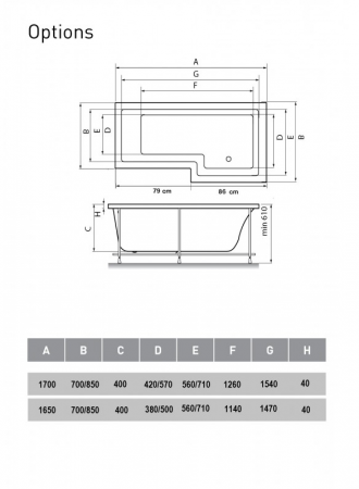 Фото акриловая ванна vayer options 165x85 см l