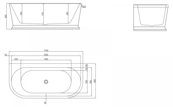Фото акриловая ванна belbagno bb408-1700-800 170x80 см