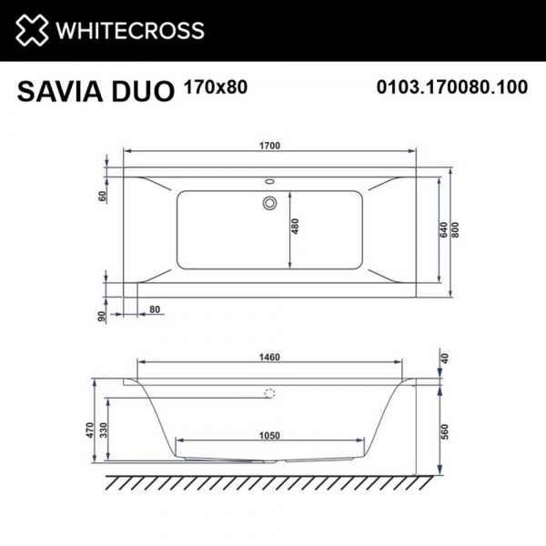 Фото акриловая ванна whitecross savia duo 170x80 см nano 0103.170080.100.nano.gl