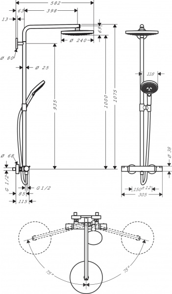 Фото душевая стойка hansgrohe raindance select s 240 2jet showerpipe 27129000