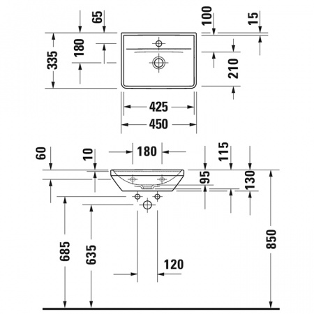 Фото раковина накладная duravit d-neo 45 см 738450041