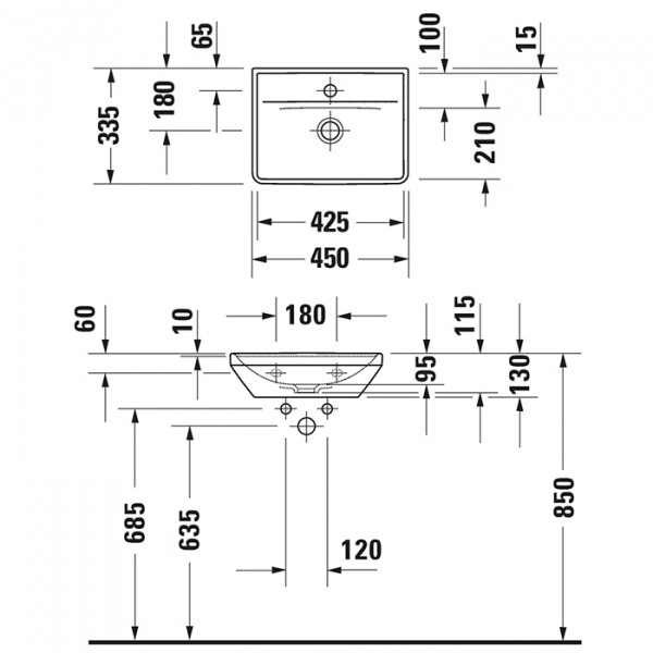 Фото раковина накладная duravit d-neo 45 см 738450041