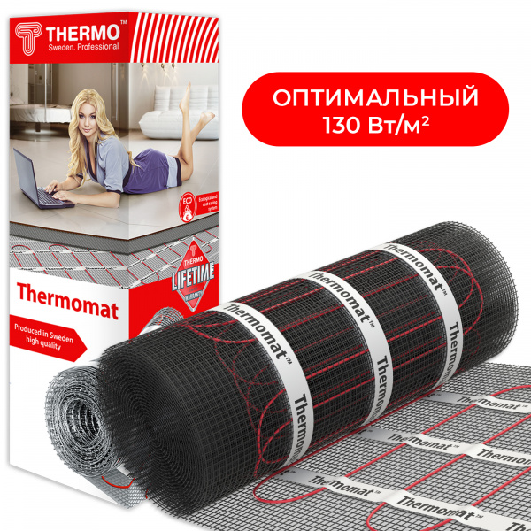Фото теплый пол thermo thermomat tvk-300 bl /5,0: площадь обогрева 5 кв.м мощность 1500 вт