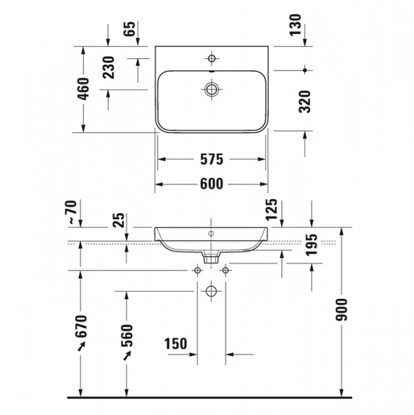 Фото раковина накладная duravit happy d.2 plus 60 см 2360600000