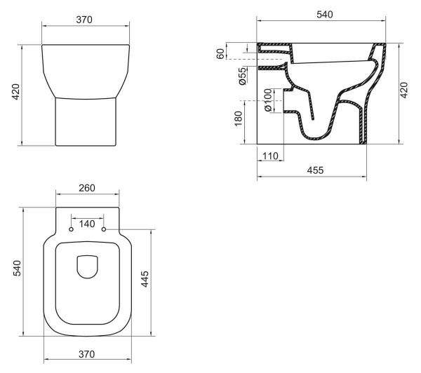 Фото унитаз приставной belbagno vaso bb127cb