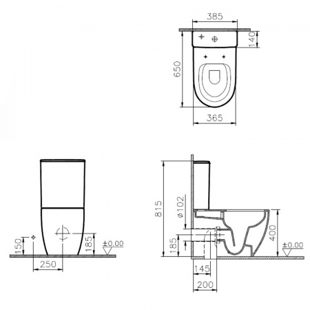 Фото унитаз-компакт, безободковый vitra sento rim-ex 9830b003-7203