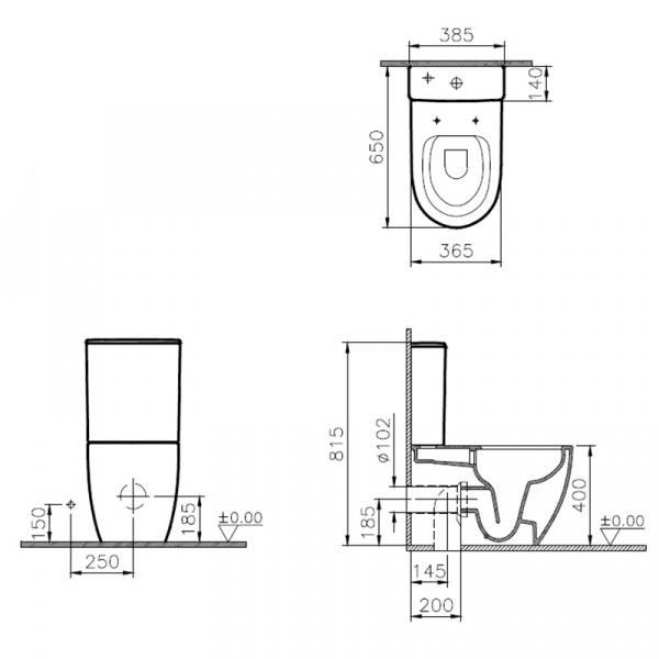 Фото унитаз-компакт, безободковый vitra sento rim-ex 9830b003-7203
