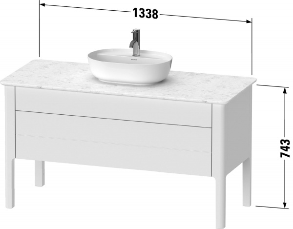 Фото тумба под раковину duravit luv 133 см, цвет: белый матовый сатиновый лак lu956603636