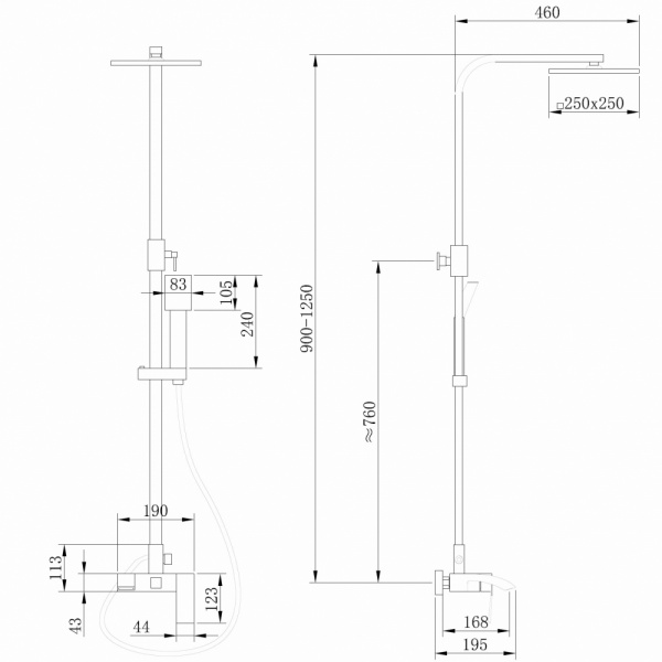 Фото душевая стойка abber wasserfal af8616g
