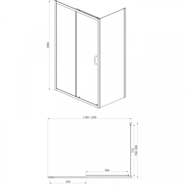Фото душевое ограждение  azario milton  80x120 см az-nd1131-l 1200 black