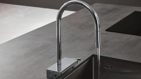 Фото смеситель для кухонной мойки hansgrohe aquno select 73831000