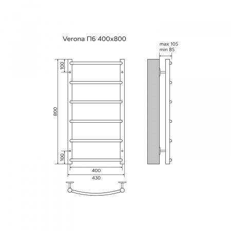Фото водяной полотенцесушитель azario verona 40x80 см цвет: хром az04148