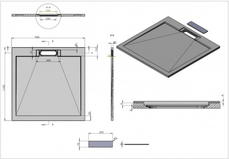 Фото поддон из искуственного камня esbano luxe 110x90 см esp-lx119g