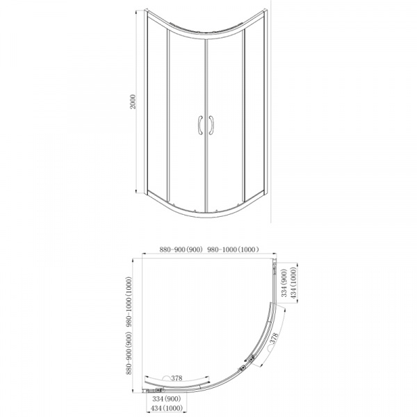 Фото душевое ограждение  azario milton  100x100 см az-nd2142 1000 black