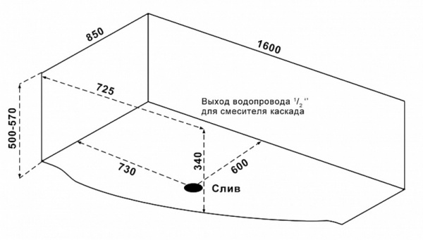 Фото акриловая ванна bas мартиника 160x85 см в 00059 l