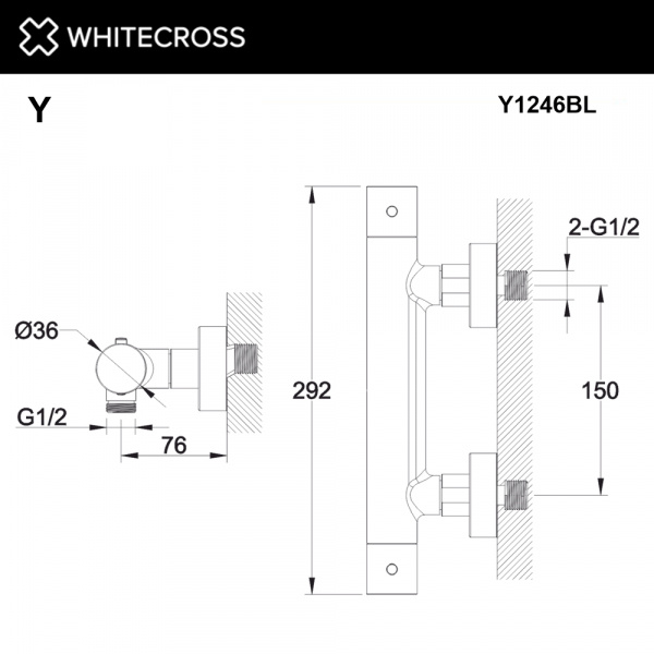 Фото термостатический смеситель для душа whitecross y y1246bl, цвет: черный
