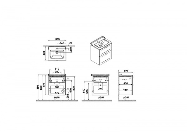 Фото тумба с раковиной vitra root classic 60 см 68848