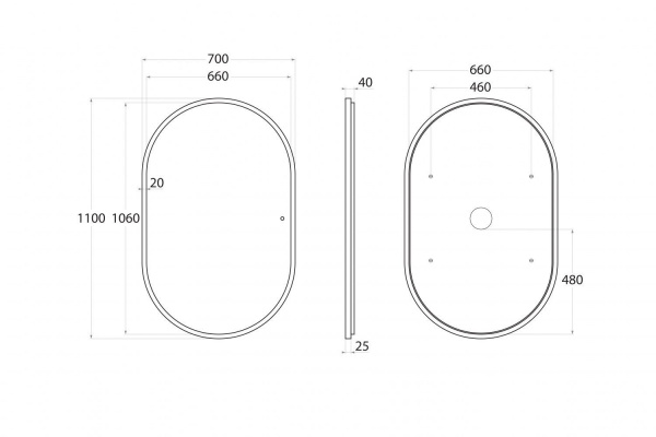 Фото зеркало art&max bari 70 см am-bar-700-1100-ds-f-white