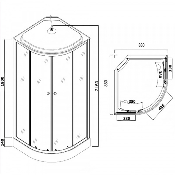 Фото душевая кабина loranto 88x88 см cs-981tm/w-90