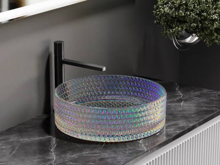 Фото раковина накладная ceramicanova cristal 36 см, цвет: неон cn6059