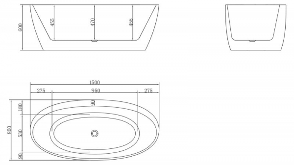 Фото акриловая ванна belbagno bb404-1500-800 150x80 см