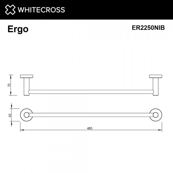 Фото полотенцедержатель 45 см whitecross ergo er2250nib, цвет: никель брашированный