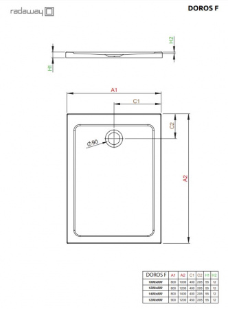 Фото поддон акриловый radaway doros f 90x70 см sdrf9070-01
